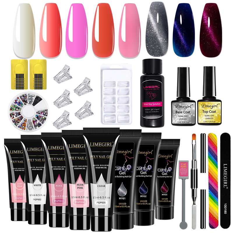 Nail Art Extension Cat Eye - LIMEGIRL 15ml Nagelkunst-Set Poly Nagelgel Verlängerungsset