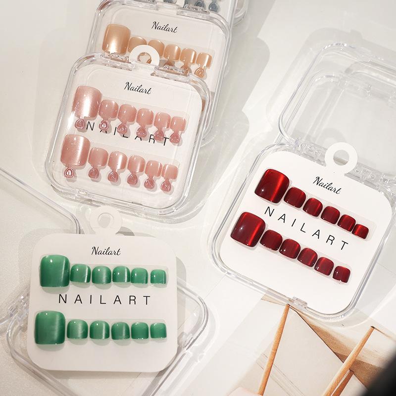 Nail Art Extension Cat Eye - 10 Stück/Box Französische Künstliche Nägel Glänzendes