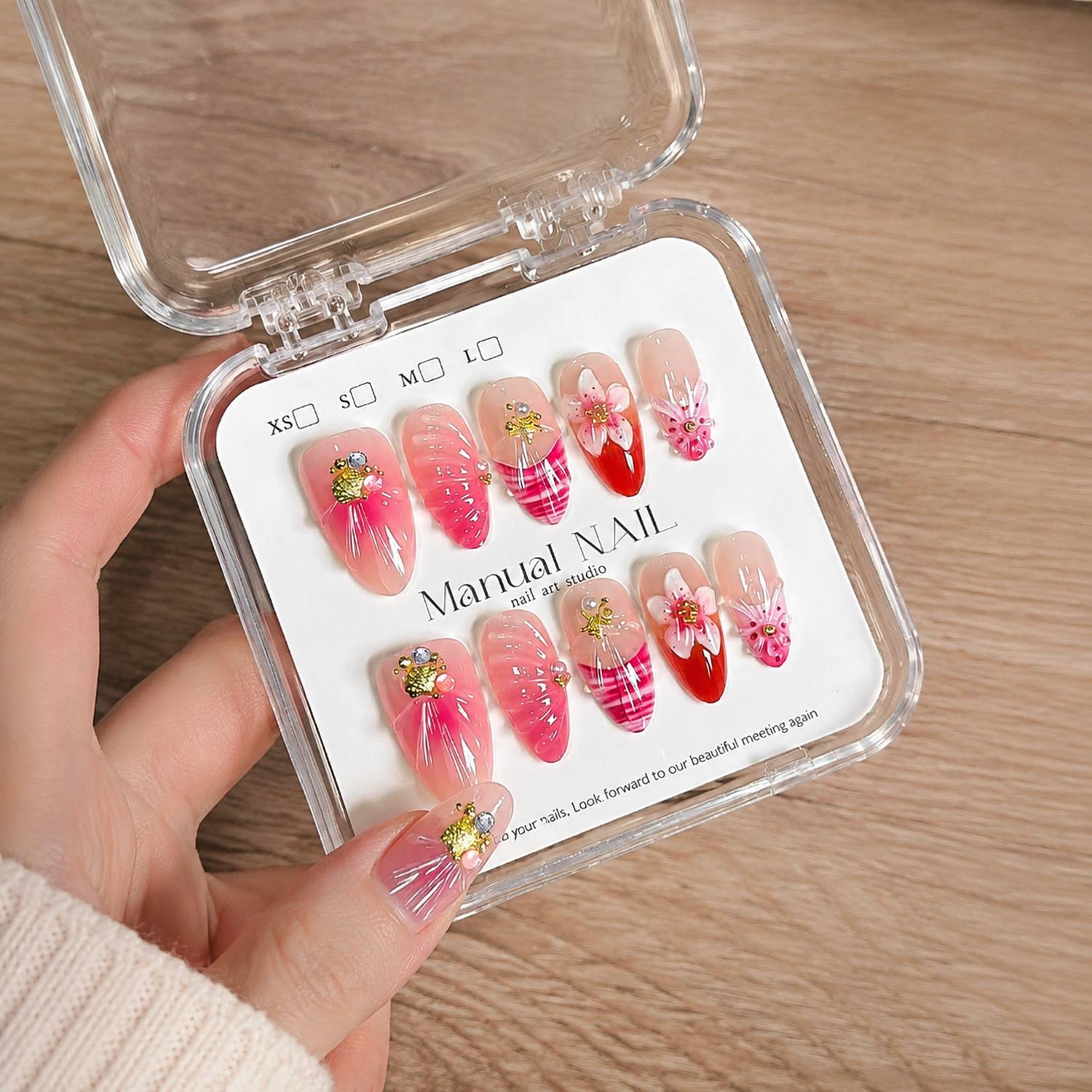 Nail Art Ombre Pink - 1 Box 3D Blumen Pink Ombre