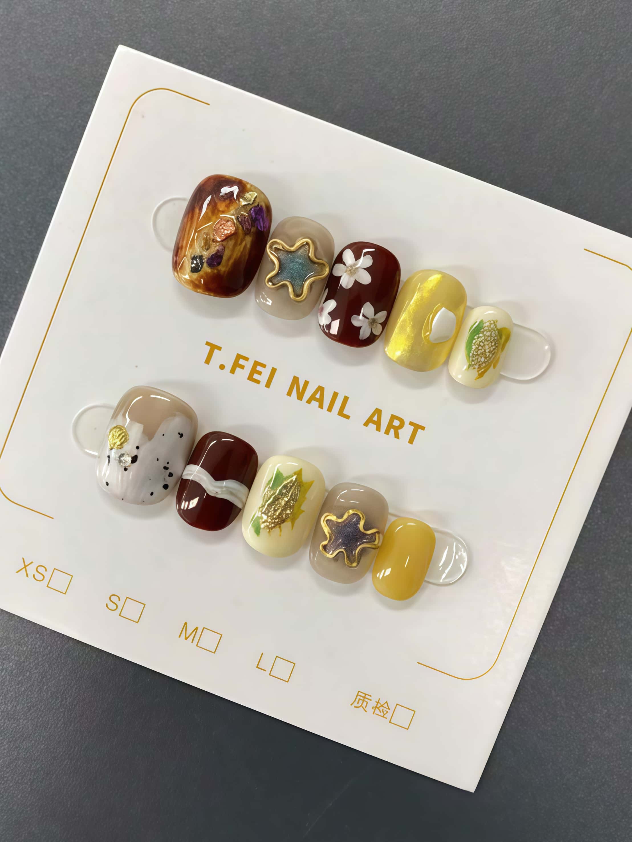 Nail Art Red Wine - 10 Stück handgefertigte kurze quadratische Nagelspitzen,