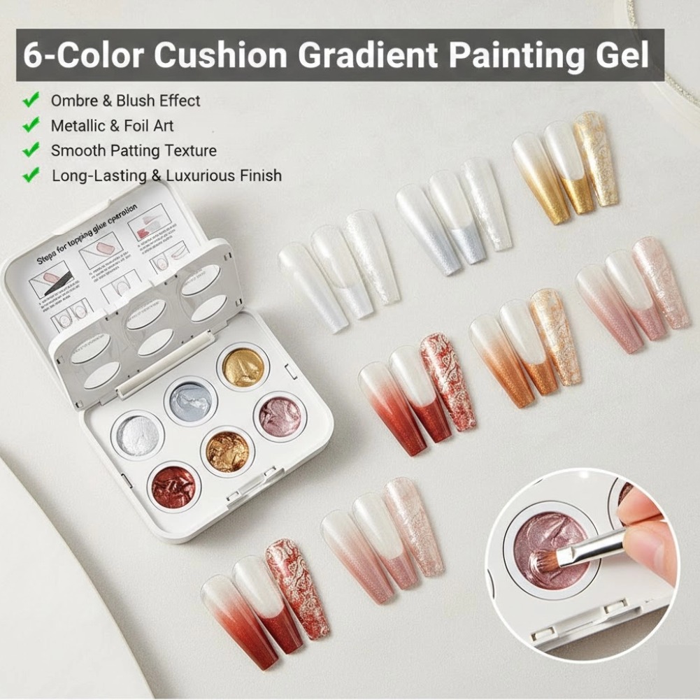 Nail Art Ombre Pink - 6 Farben Ombre Nagel-Gradient-Gel-Lack Rosa Blush