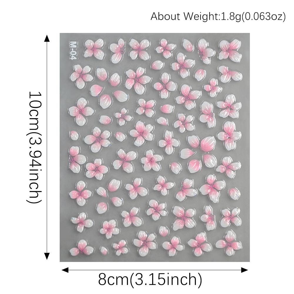 Nail Art Ombre Pink - 1 Stück 3D Erhabener Ombre-Design Nagelaufkleber