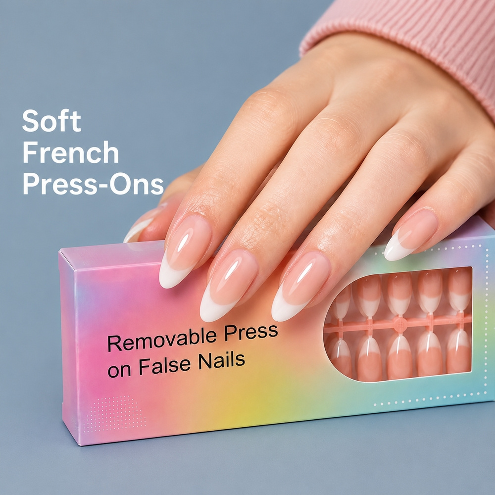 Nail Art Ombre Pink - 150 Stück Trendige Französische Ombre Mandel-Press-On-Nägel