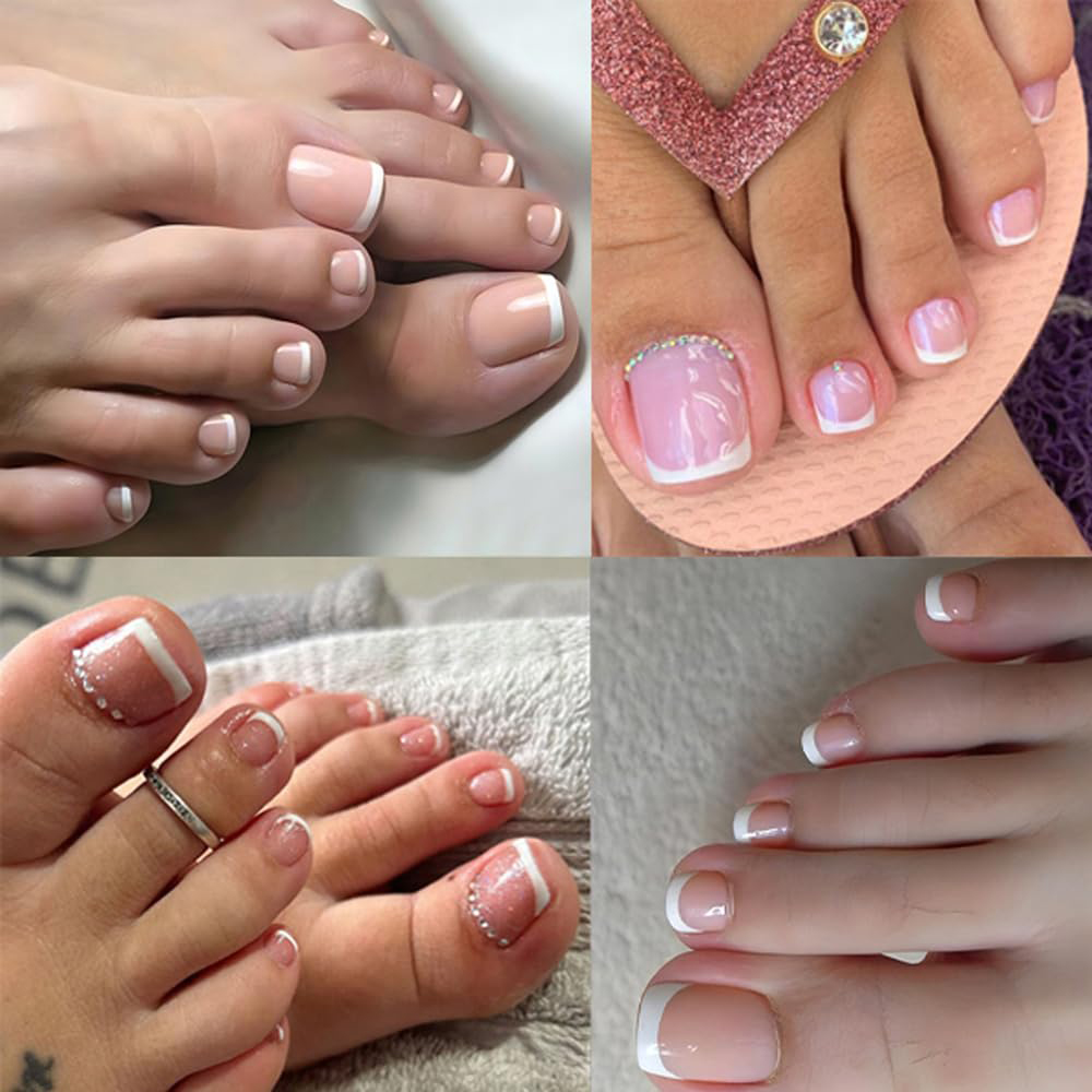 Nail Art Ombre Pink - 120 Stück Ombre Rosa-Weiße Zehennagelspitzen, Vollständige
