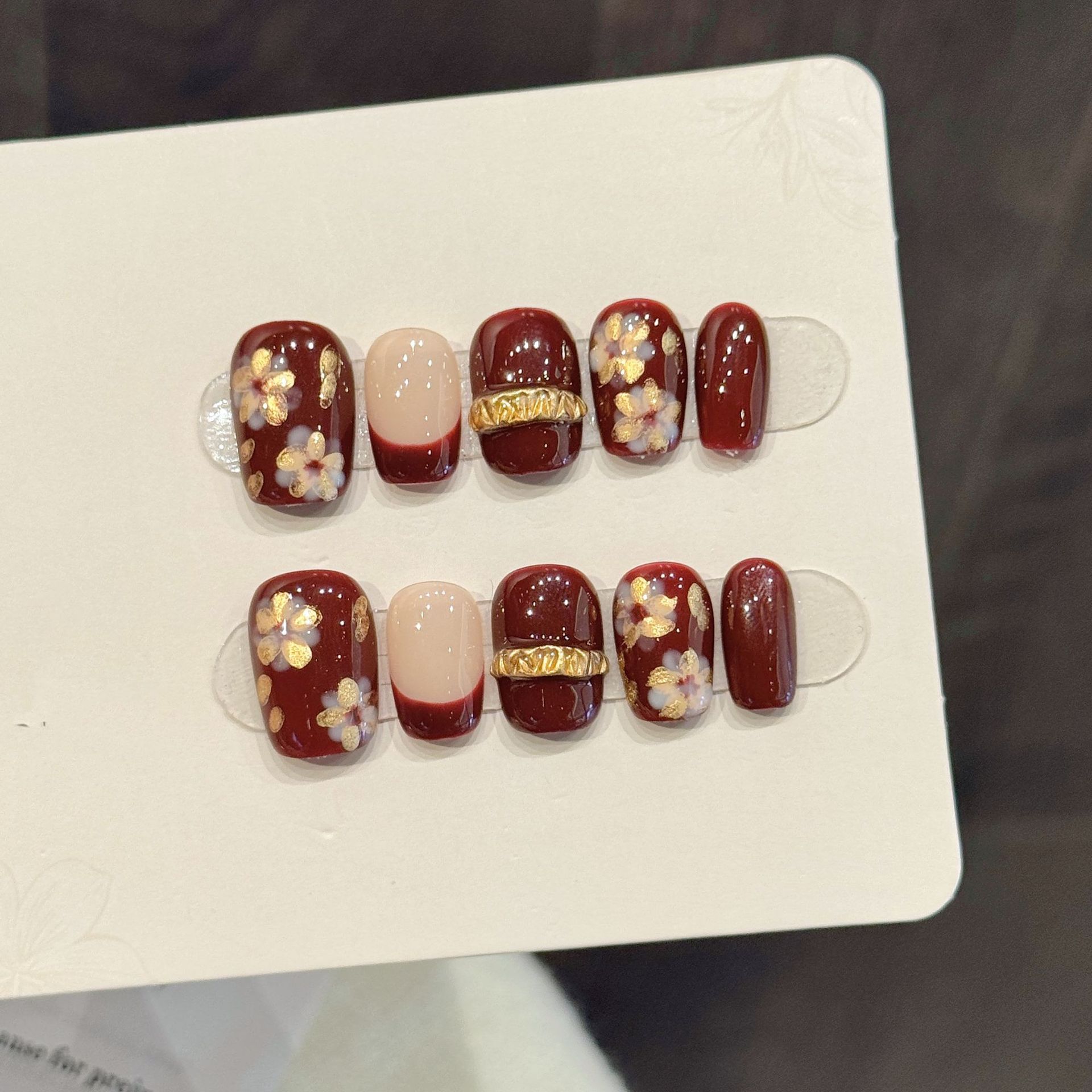 10 stücke Herbst Winter Handge – Nail Art Red Wine Bewertung und Preis