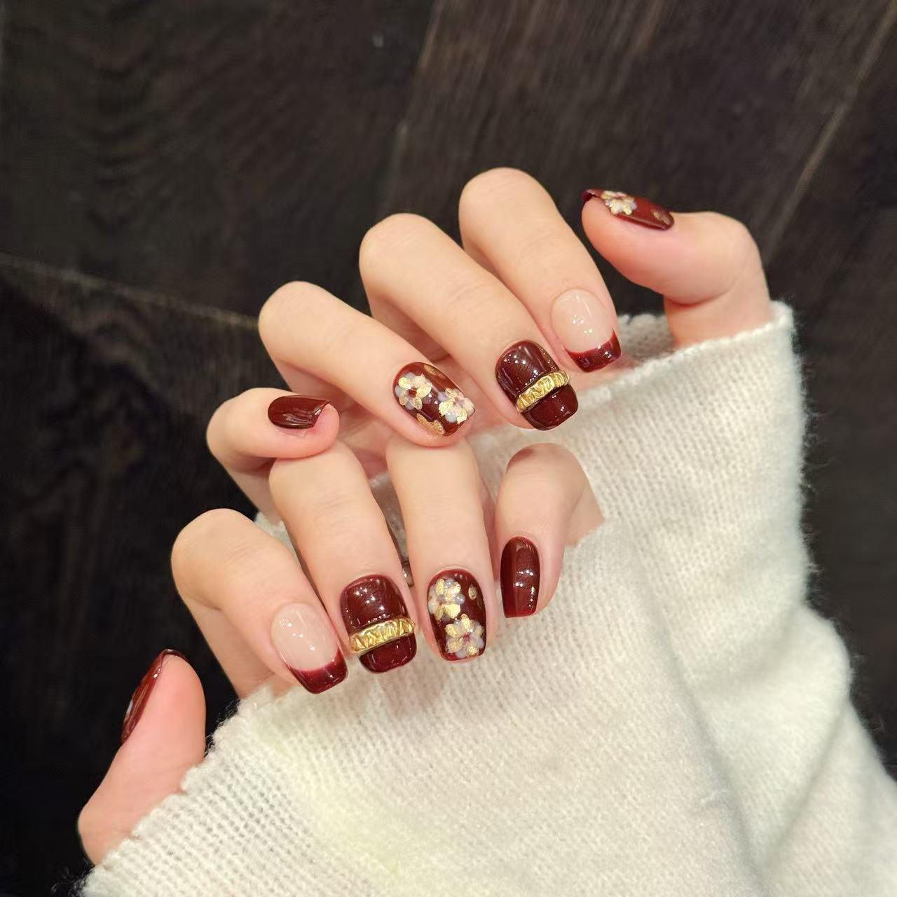 10 stücke Herbst Winter Handge – Nail Art Red Wine Bewertung und Preis