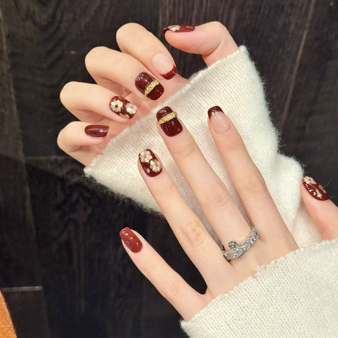 10 stücke Herbst Winter Handge – Nail Art Red Wine Bewertung und Preis