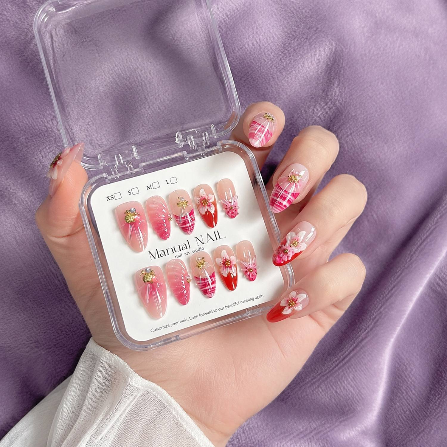 1 Box 3D Blumen Pink Ombre Acr – Nail Art Ombre Pink Bewertung und Preis