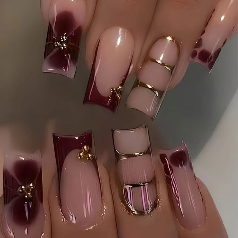 24 Stück französische lange Sa – Nail Art Red Wine Bewertung und Preis