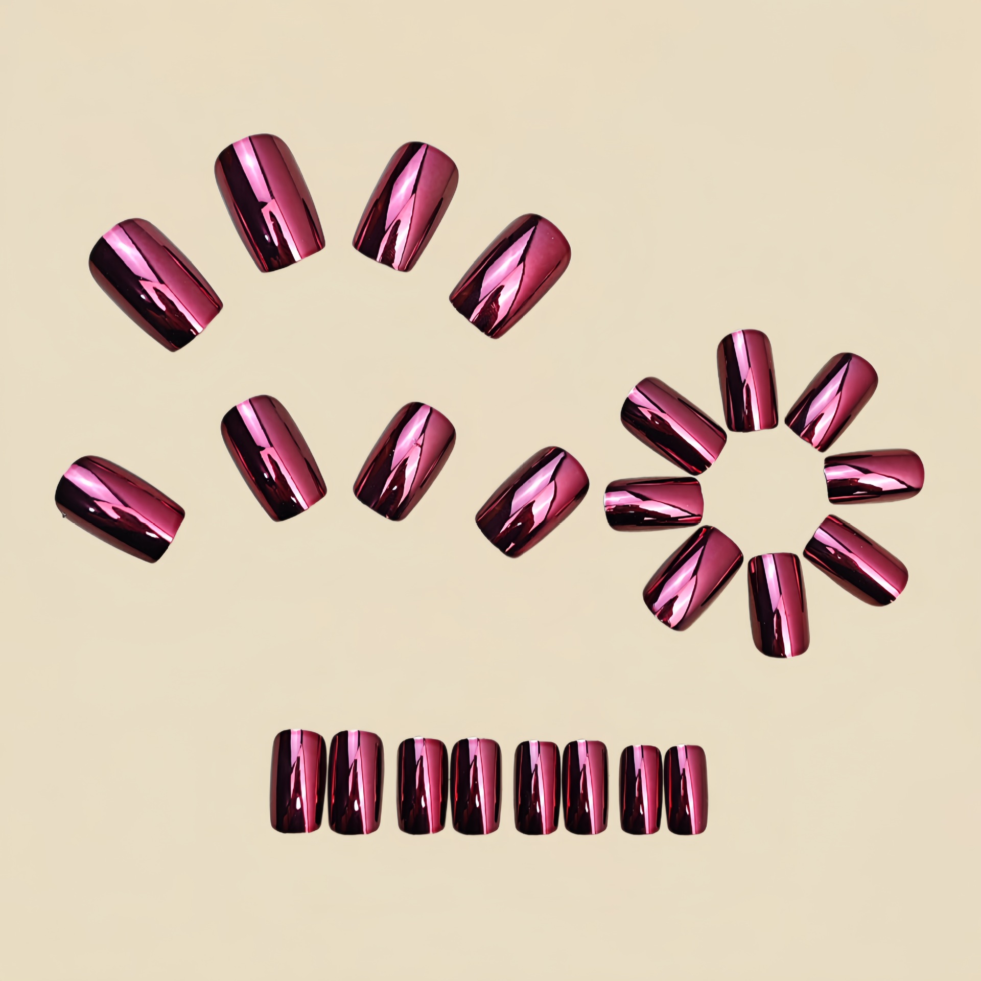 Mittellange quadratische künst – Nail Art Red Wine Bewertung und Preis