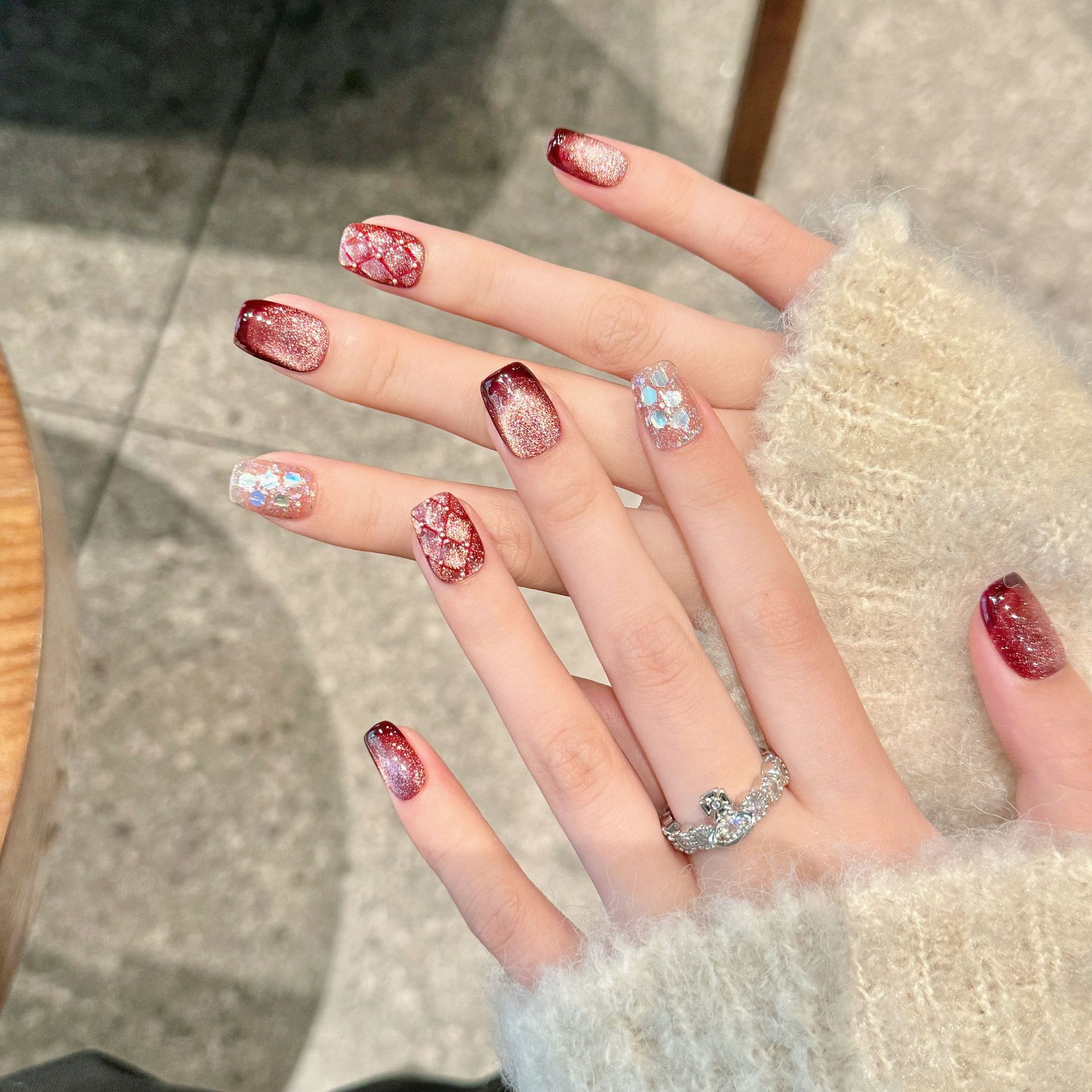 10 Stück reine handgepresste S – Nail Art Red Wine Bewertung und Preis