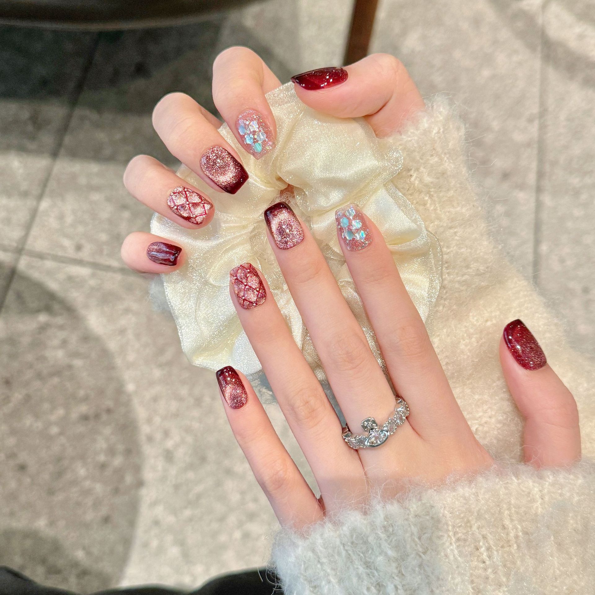 10 Stück reine handgepresste S – Nail Art Red Wine Bewertung und Preis