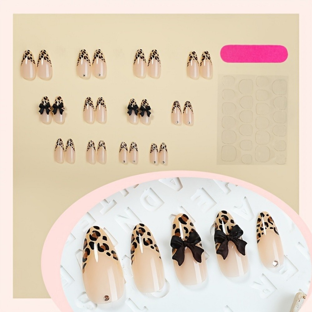 24 Stück Französische Mandel-P – Nail Art Leopard Bewertung und Preis